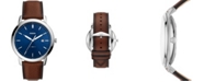 Fossil The Minimalist Solar-Powered Luggage Leather Watch, 44mm